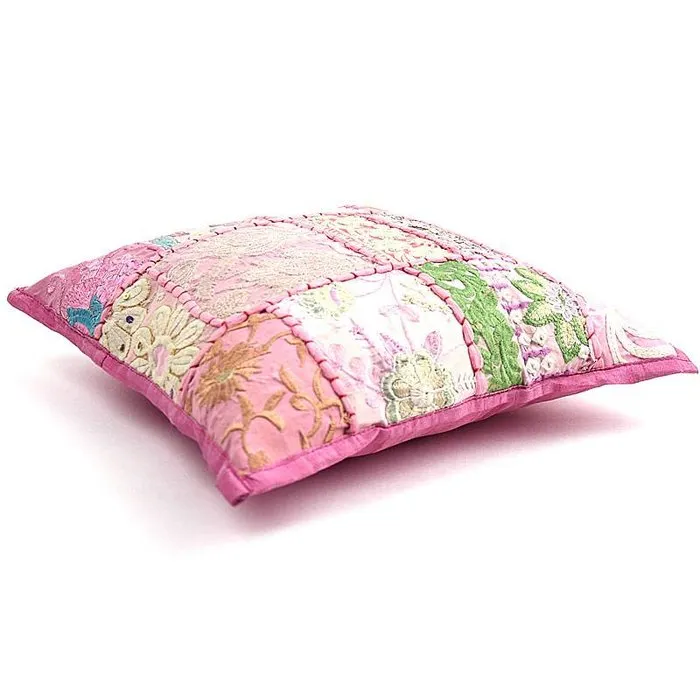 Kinderkussentje baby roze patchwork
