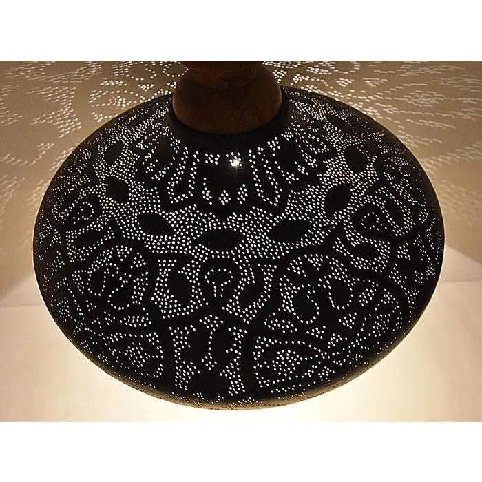 Hanglamp zwart filigrain met hout