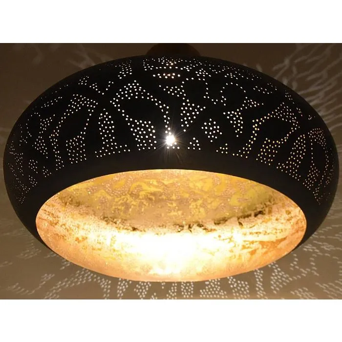 Hanglamp zwart filigrain met hout