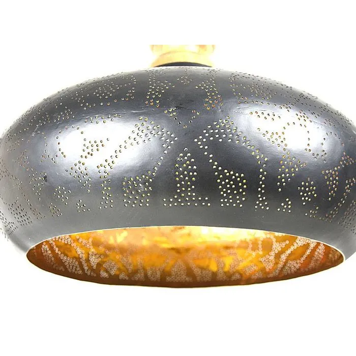 Hanglamp zwart filigrain met hout