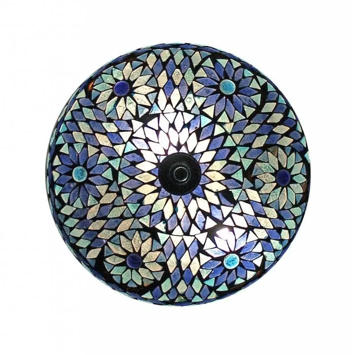 Plafonnière glasmozaïek blauw turkisch design 25 cm