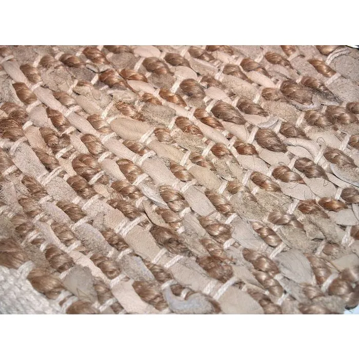 tapijt beige jute en leer 160 x 230 cm