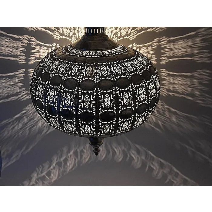 Zilveren hanglamp diamant met oosterse sfeer