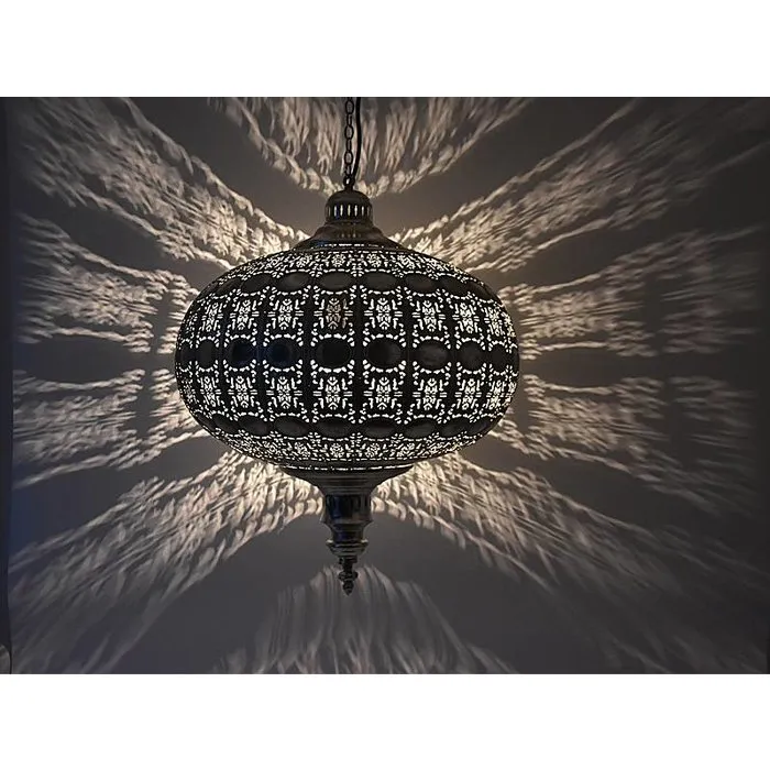 Zilveren hanglamp diamant met oosterse sfeer