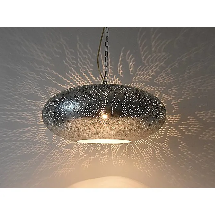 Open oosterse hanglamp zilver filigrain ufo