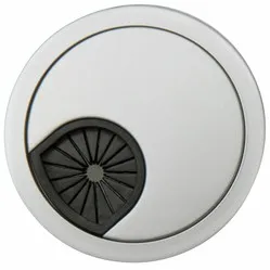 Cable grommet round 3-part plastic with rubber insert silver-grey