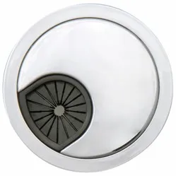 Cable grommet round 3-part plastic with rubber insert chrome