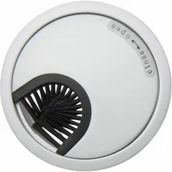 Cable grommet round 2-part with brush seal metal chrome