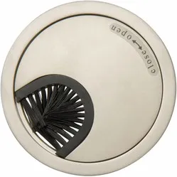 Cable grommet round 2-part with brush seal metal Matt Nickel