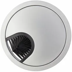 Cable grommet round 2-part with low profile and brush seal metal aluminium look