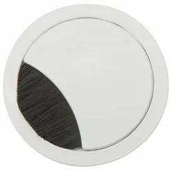 Round 2-part Cable Grommet with Wide Brush Seal, Metal White