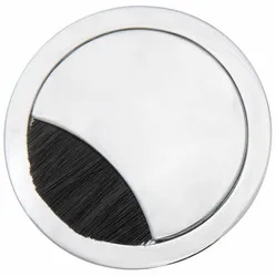 Cable grommet round 2-part with wide brush seal metal Chrome