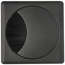 Ergopro Cable grommet round-square 2-piece with wide brush seal metal black