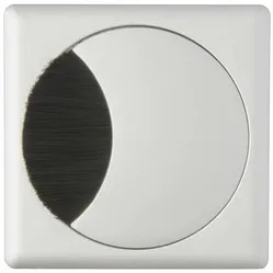 Cable grommet round-square 2-piece with wide brush seal metal silver-grey
