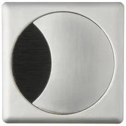 Cable grommet round-square 2-part with wide brush seal metal matt chrome