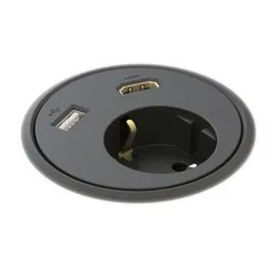 Powerdot Power with HDMI and USB Ø79 mm black