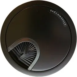 Cable grommet round 2-part with brush seal metal Black