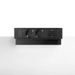 Ergopro Desk up 2.0 - 2x 230V & 2x keystone black