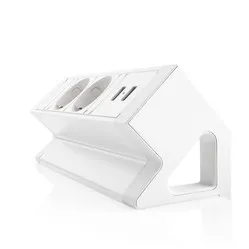 Ergopro Desk Up 2.0 - 2x 230V, 2x USB charger - White