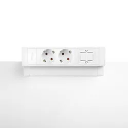 Ergopro Desk up 2.0 - 2x 230V & 2x keystone white