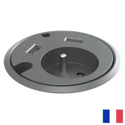 Powerdot earthed BE/FR (UTE) with 2x USB-A black