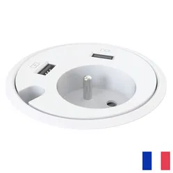 Powerdot earthed BE/FR (UTE) with 2x USB-A white