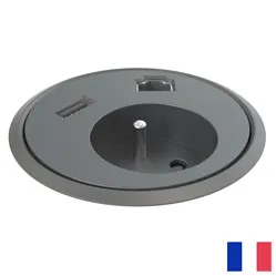 Powerdot earthed BE/FR (UTE) with Data and USB-A black