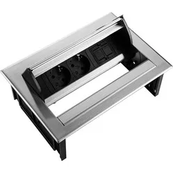Ergopro Desk In - 2x power & 2x keystone silver-grey