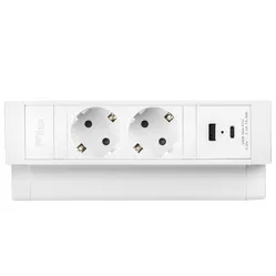 Ergopro Desk Up 2.0 - 2x 230V + USB-A & USB-C charger white