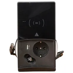 Ergopro QI-Charger power strip with 1x 230V + USB-A Charger & CAT 6 connection