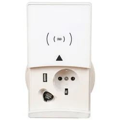 Ergopro QI-Charger Socket with 1x 230V + USB-A Charger & CAT 6 Connection white