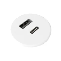 Powerdot Micro with 1x USB-A and 1x USB-C Ø30 mm white