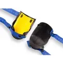 Nierhaus Kniebeschermer harmonica lang, type 13-VE. Rubber met geel ergonomisch kussen, en blauwe riemen