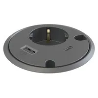 Powerdot 16 met 1x USB-A Charger & 1x USB-C oplaad kit Ø79 mm zwart