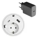 Powerdot 16 met 1x USB-A Charger & 1x USB-C oplaad kit Ø79 mm wit