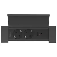 Fellowes Desk In Cover - 2x power & USB-A/C black