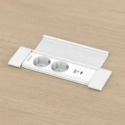 Fellowes Desk In Cover - 2x power & USB-A/C white