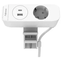 Fellowes Desk Up 3.0 - 1x 230V + USB-A & USB-C charger white