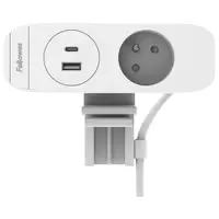 Fellowes Desk Up 3.0 - 1x pin earth + USB-A & USB-C charger white