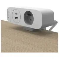 Fellowes Desk Up 3.0 - 1x pin earth + USB-A & USB-C charger white
