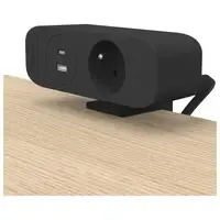 Fellowes Desk Up 3.0 - 1x pin earth + USB-A & USB-C charger black