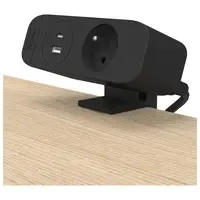Fellowes Desk Up 3.0 - 1x pin earth + USB-A & USB-C charger black