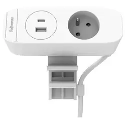Fellowes Desk Up 3.0 - 1x pin earth + USB-A/C & wireless charging white