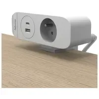 Fellowes Desk Up 3.0 - 1x pin earth + USB-A/C & wireless charging white