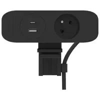 Fellowes Desk Up 3.0 - 1x pin earth + USB-A/C & wireless charging black