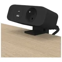 Fellowes Desk Up 3.0 - 1x pin earth + USB-A/C & wireless charging black