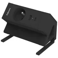 Fellowes Desk Up 2.0 - 1x pin earth + USB-A & USB-C charger black