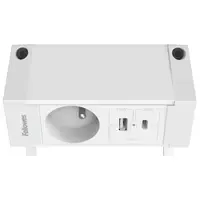 Fellowes Desk Up 2.0 - 1x pin earth + USB-A & USB-C charger white