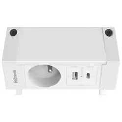 Fellowes Desk Up 2.0 - 1x penaarde + USB-A & USB-C charger wit
