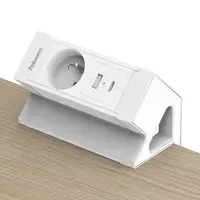 Fellowes Desk Up 2.0 - 1x pin earth + USB-A & USB-C charger white